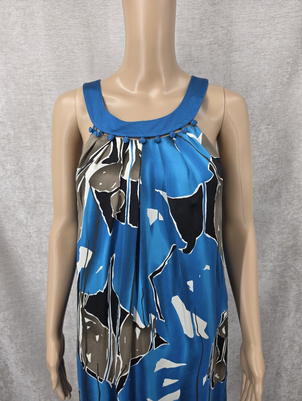 Silk The Limited Blue Abstract Print Sleeveless Midi Dresd - Picture 4 of 11